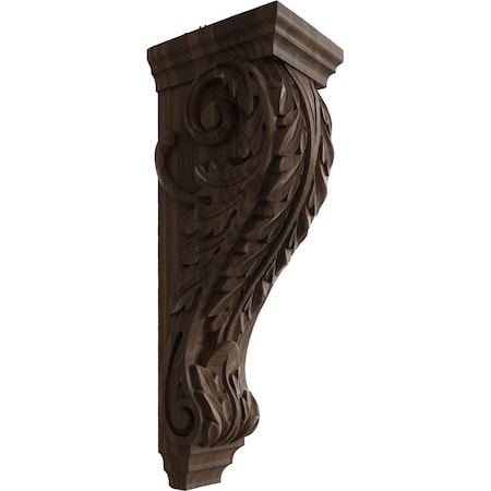 Ekena Millwork 6 1/2"W x 8"D x 22"H Small Jumbo Acanthus Wood Corbel, Walnut CORW07X08X22ACWA